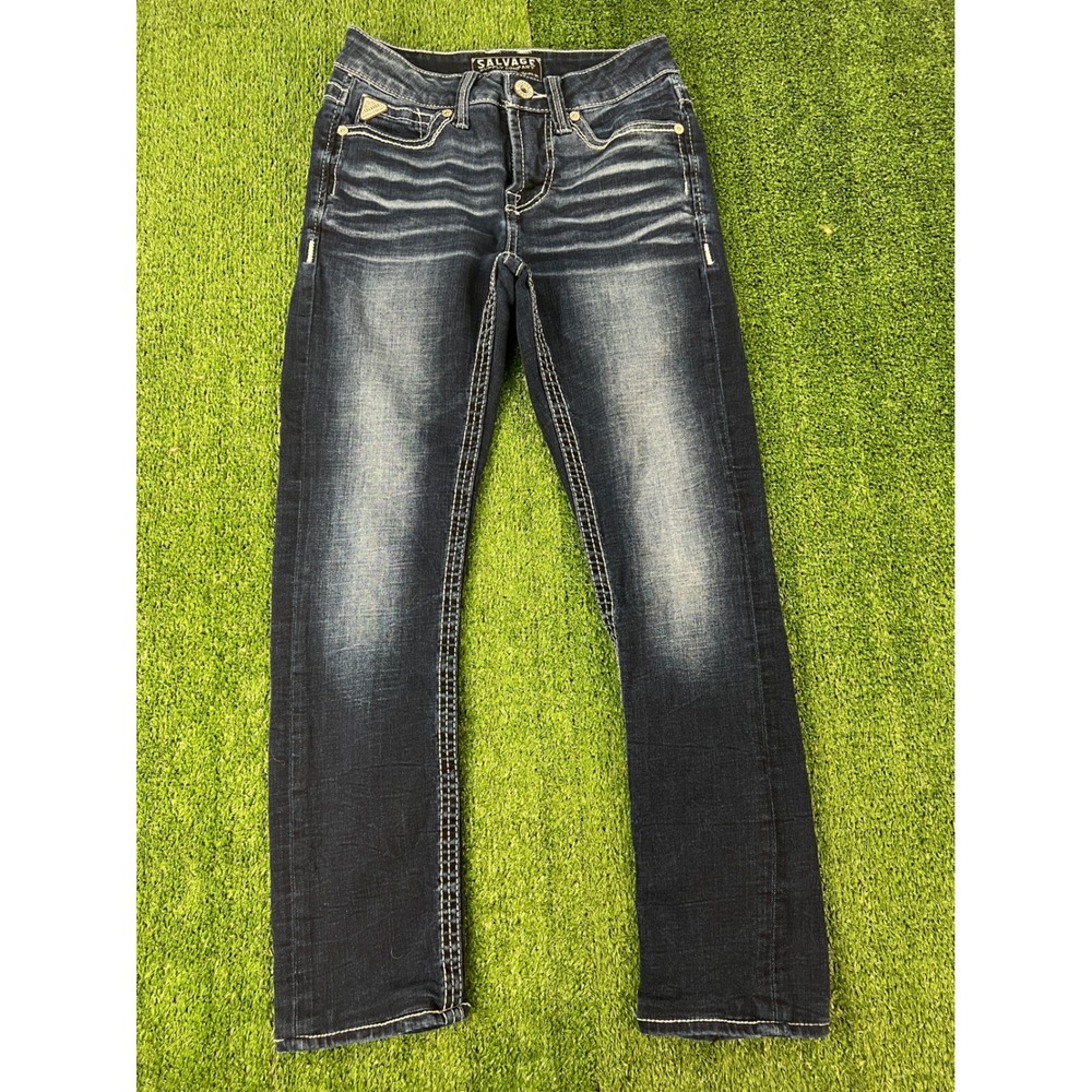 Salvage Supply Co Riot Taper Athletic Fit Jeans Dark Wash Buckle Exclusive 27x27